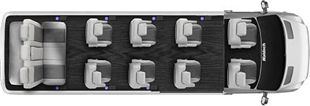 Eleven passenger seating configuration