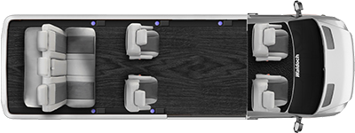 Seven passenger seating configuration