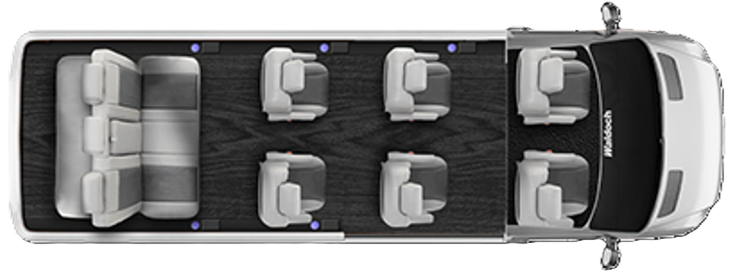 Nine passenger seating configuration
